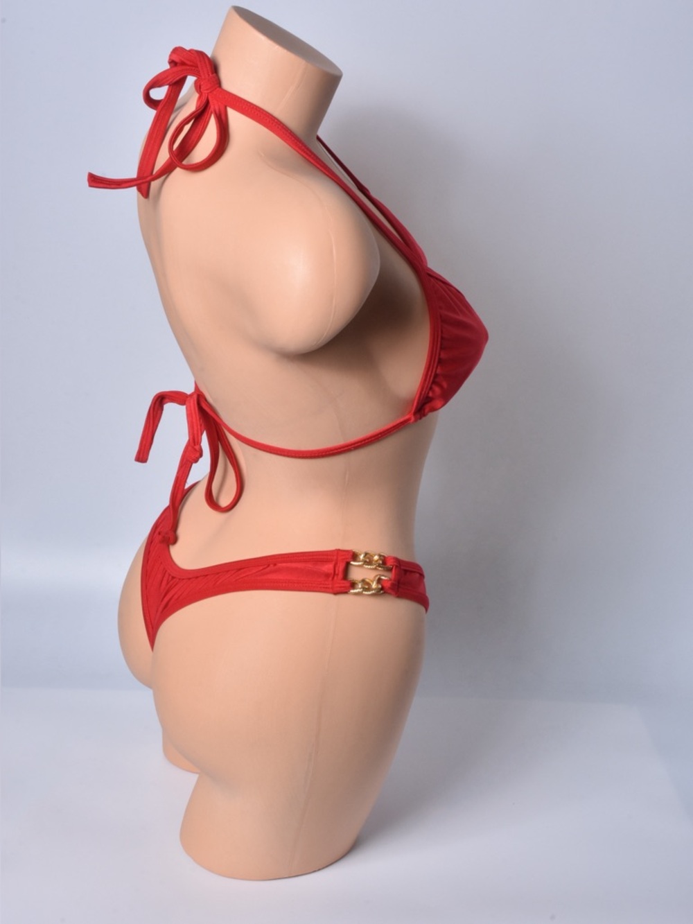 Red String Bikini Set with Gold Accent